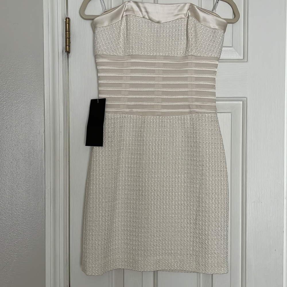 Bebe cream strapless dress. Size 6